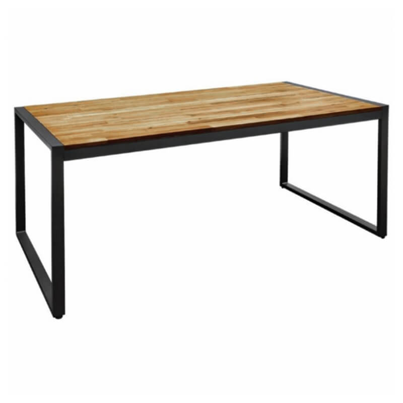 Horeca Industriele Tafel Rechthoek - Staal Acaciahout 90x180 Cm