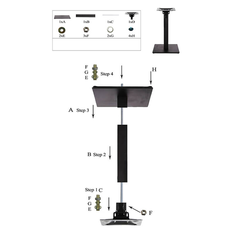 Horeca-Klaptafelonderstel-Staal-40×40-Hoogte-72,50-Cm-Zand-Zwart-B-339-PLIABLE-Montage