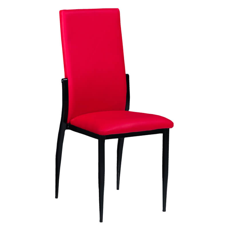 Horeca Stoel – S48 – Rood Met Zwarte Poten