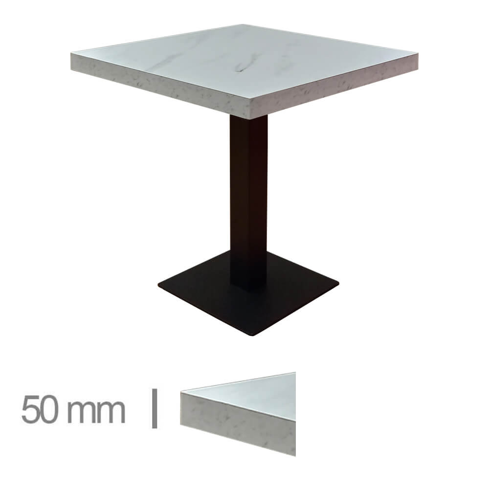 Horeca-Tafel-Dublin-Marmer-Wit-60x60-Cm-Met-Onderstel