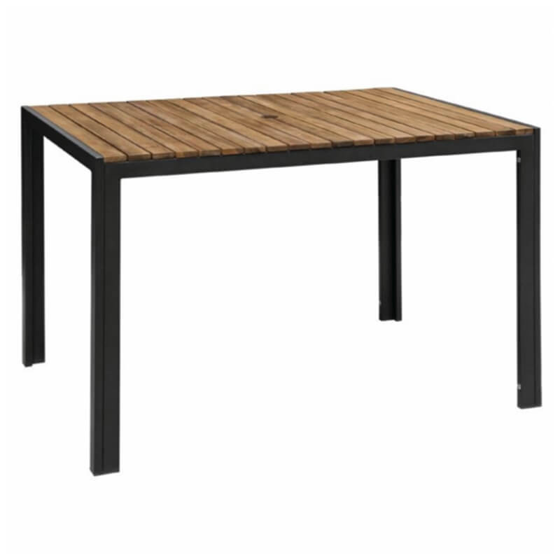 Horeca Tafel Rechthoekig - Staal Acaciahout 80x120 Cm