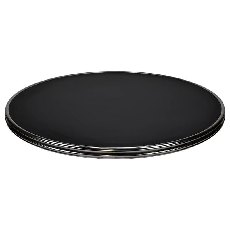 Horeca-Tafelblad-Rond-Met-Chroom-Rand-Werzalit-Zwart-3-Cm-Dik-2