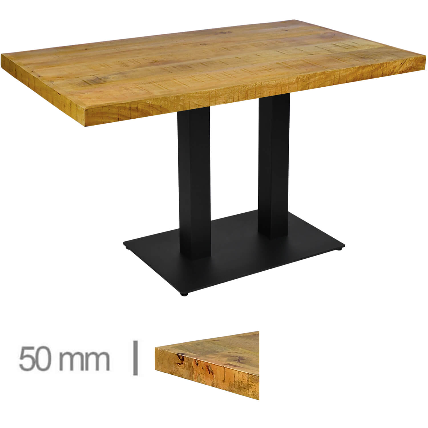 Horeca-Mangohout-Tafel-Mango-70×120-Cm-Met-Gietijzeren-Onderstel-B-341