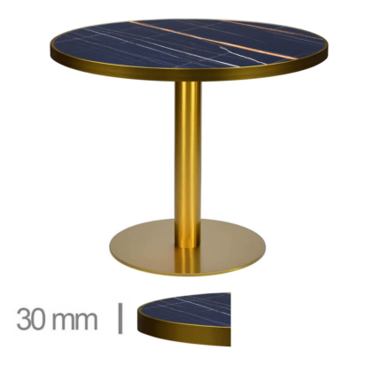 Horeca-Tafel-Rond-Faux-Marmer-Amber-60-Cm-Met-Onderstel-B-320-LOW-GOLD