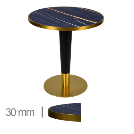 Horeca-Tafel-Rond-Faux-Marmer-Amber-70-Cm-Met-Onderstel-B-320-GOLD-BLACK