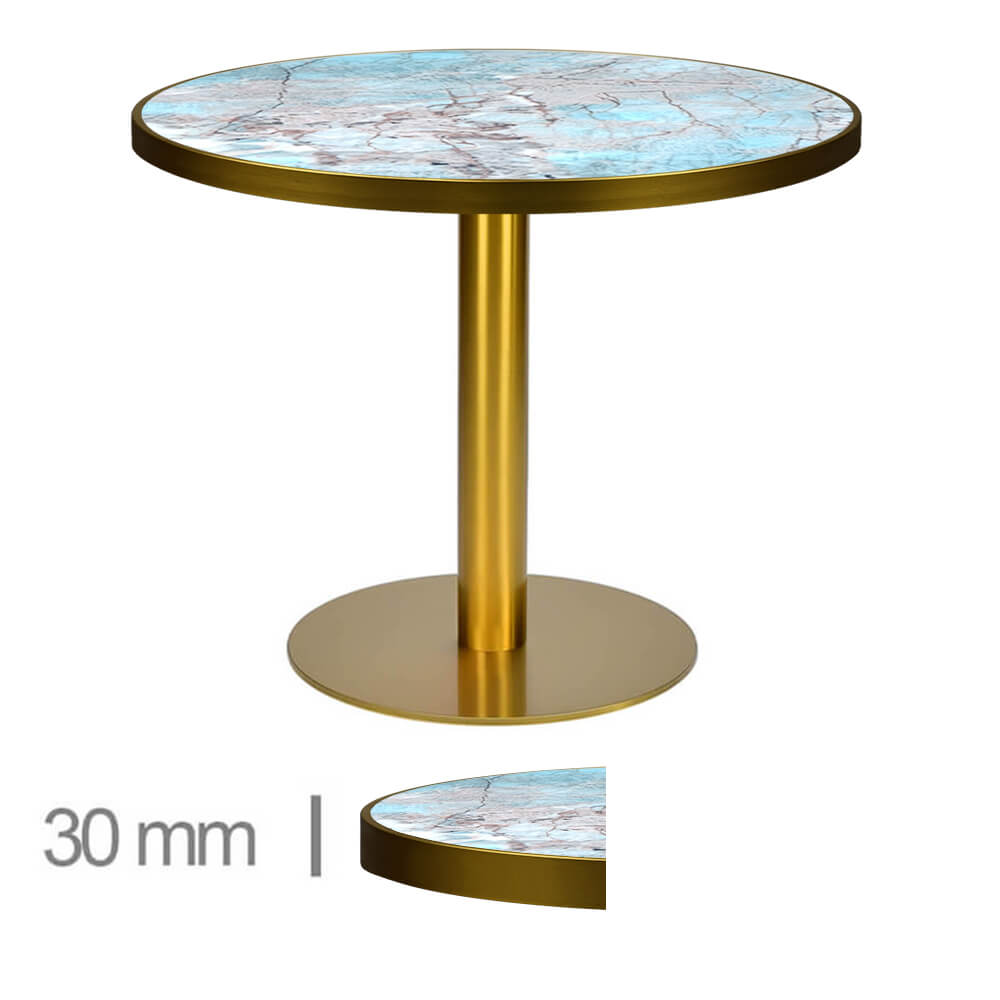 Horeca-Tafel-Rond-Faux-Marmer-Green-60-Cm-Met-Onderstel-B-320-LOW-GOLD