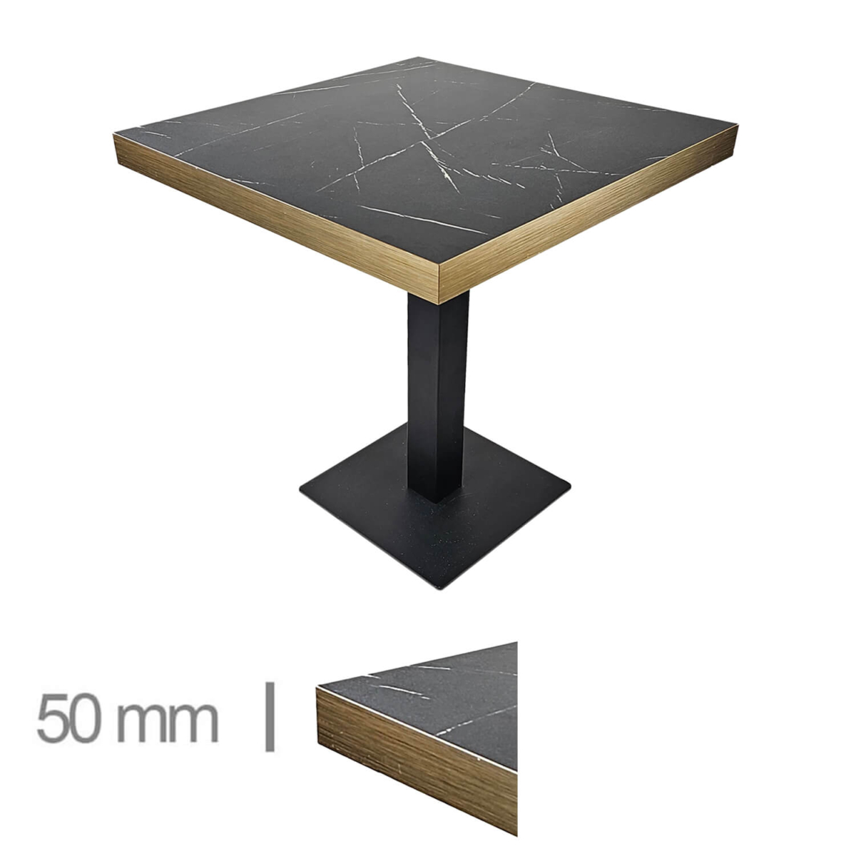 Horeca-Tafel-Met-Gouden-Rand-Dublin-Marmer-Zwart-70x70-Cm-Met-Onderstel-1 -