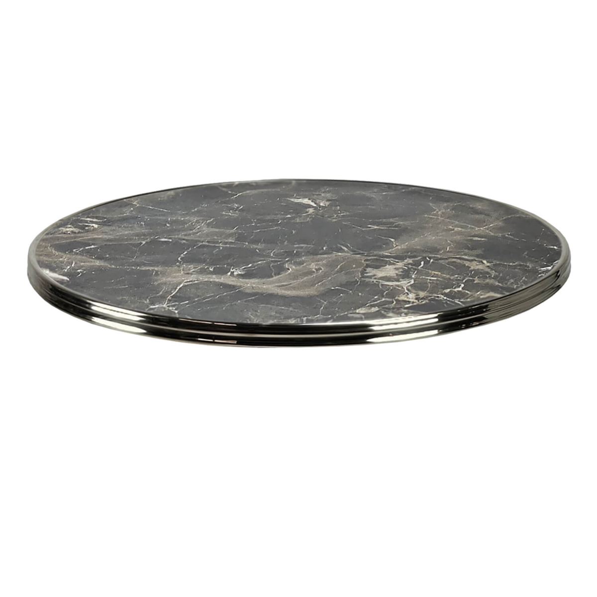 Horeca-Tafelblad-Rond-Met-Chroom-Rand-Werzalit-Brownie-Marble-R70-3-Cm-Dik-318