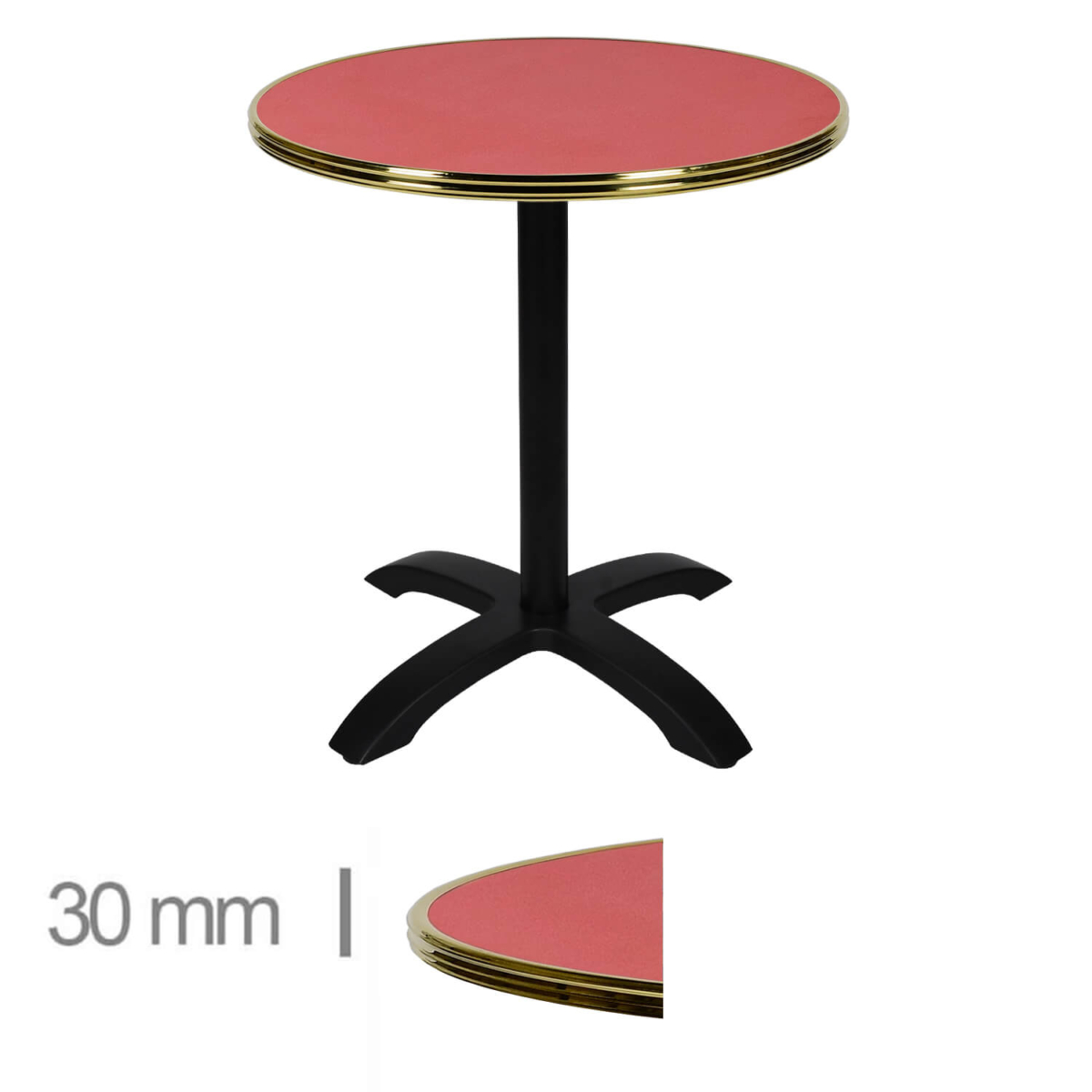 Horeca-Terrastafel-Opklapbaar-Rond-Met-Messing-Rand-Werzalit-Rood-70-Cm-A-Srd