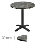 Horeca-Terrastafel-Rond-Met-Chroom-Rand-Werzalit-Brownie-Marble-60-Cm-A-8001