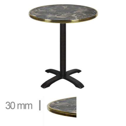 Horeca-Terrastafel-Rond-Met-Messing-Rand-Werzalit-Brownie-Marble-70-Cm-A-8001